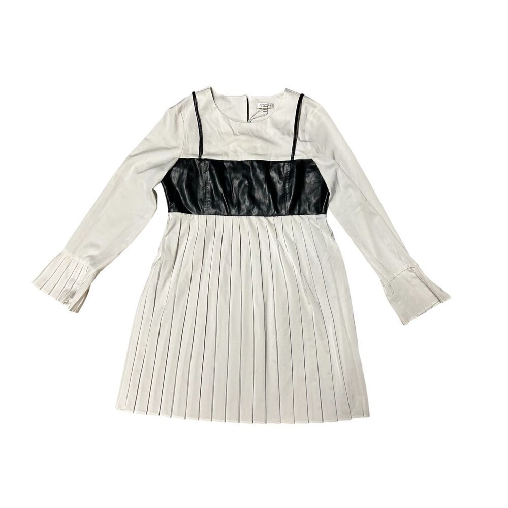 JOVONNA LONDON, Women's Fit & Flare Mini Dress, White & Black, Large, NWT